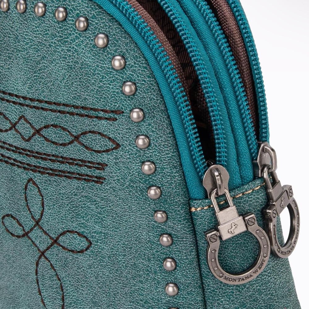Montana West Blue Backpack with Studded Design and Detachable Straps - Picture 3 of 4